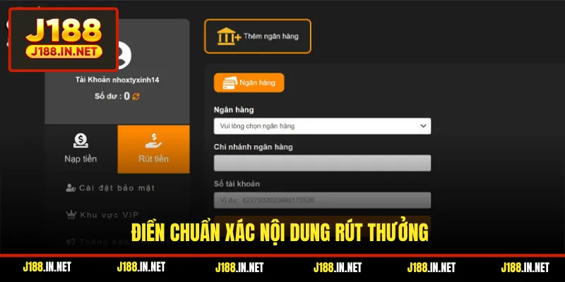 Điền chuẩn xác nội dung rút thưởng